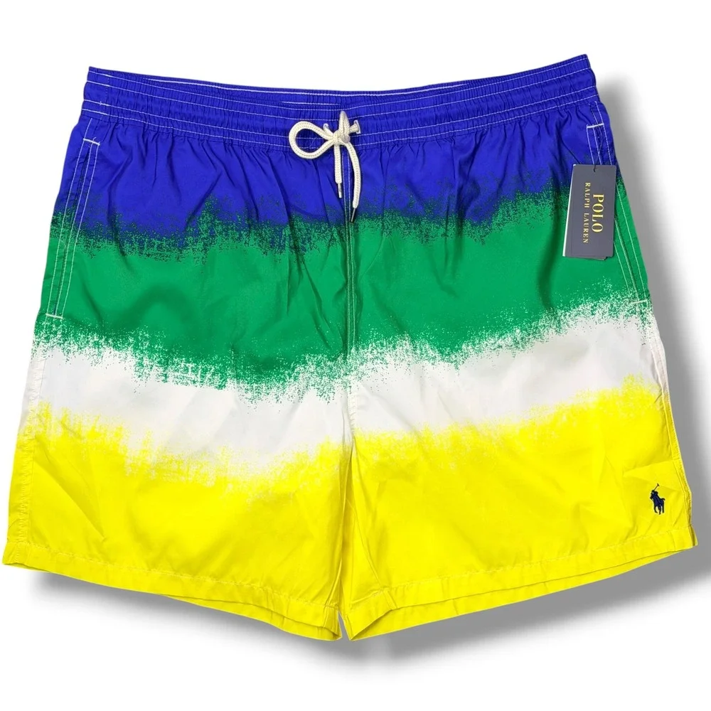 Polo Ralph Lauren Swim Trunks Mens 1XB‎ Blue Colorblock Ombre Board Shorts Pony